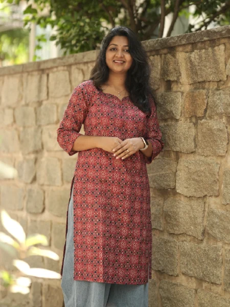 trellis red kurta