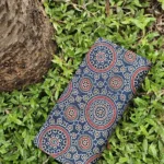 blue ajrakh silk wallet