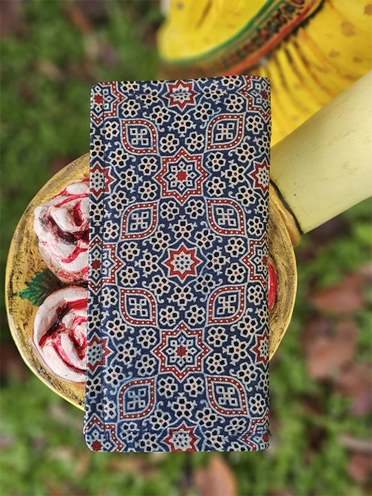 blue and red floral wallet