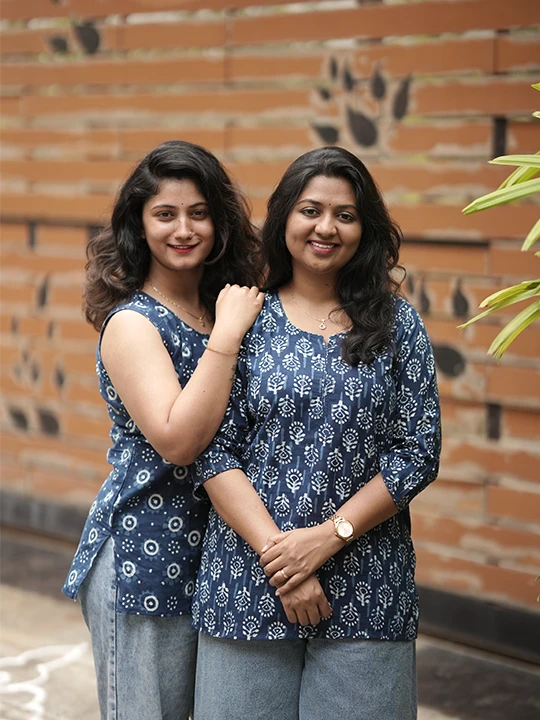 indigo bloom printed cotton kurti