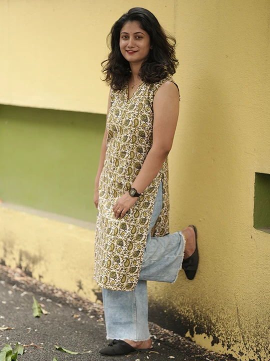 moss mustard kurta