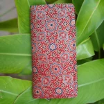 red and blue printed wallet for women