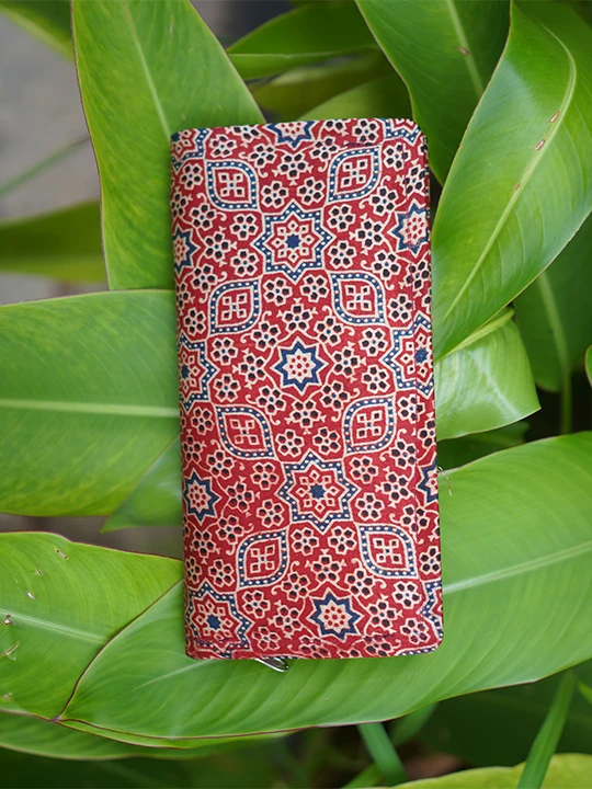 red and blue printed wallet for women