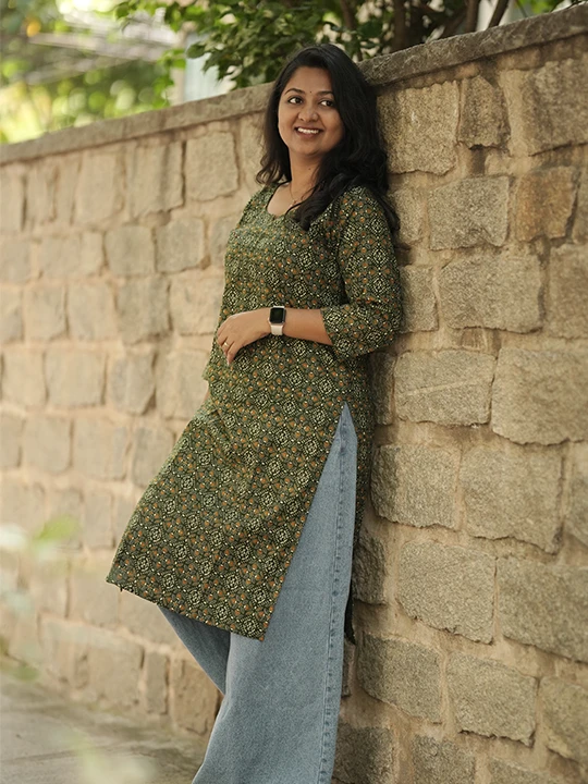 trellis green kurta