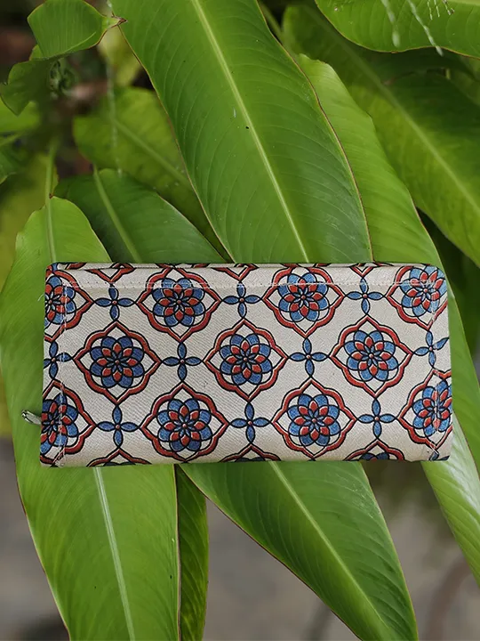 white lotus printed wallet