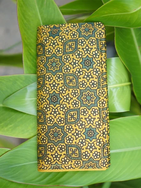 yellow and green ethnic wallet for women