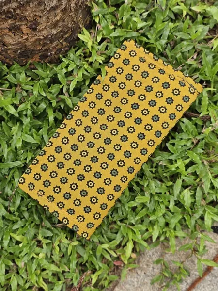 yellow printed handmade wallet