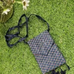 blue printed sling bag