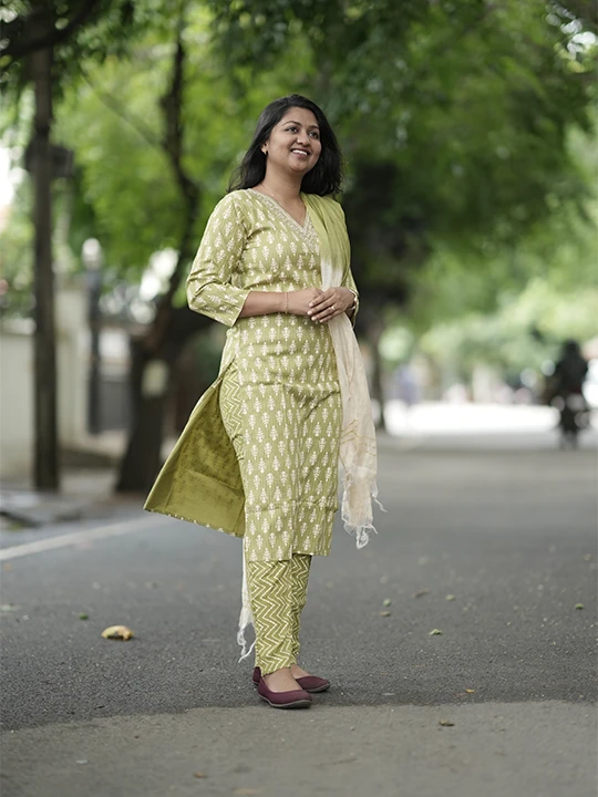 green churidar set