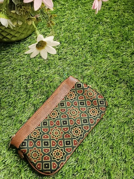 green printed pouch