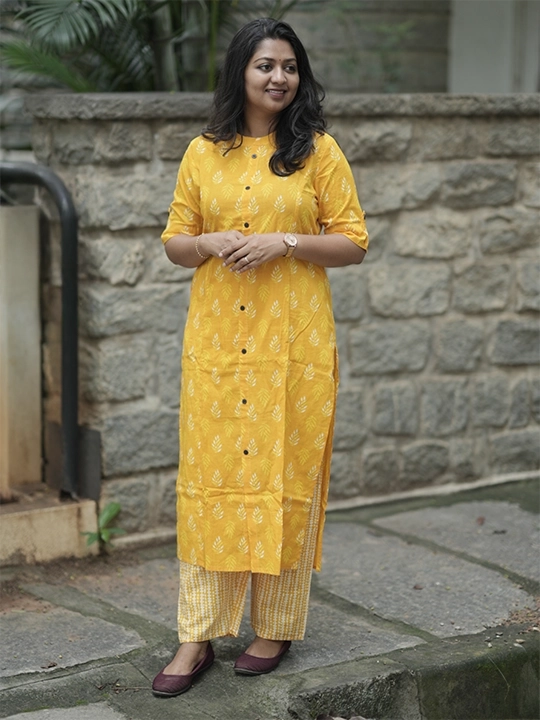 mustard yellow printed co-ord set