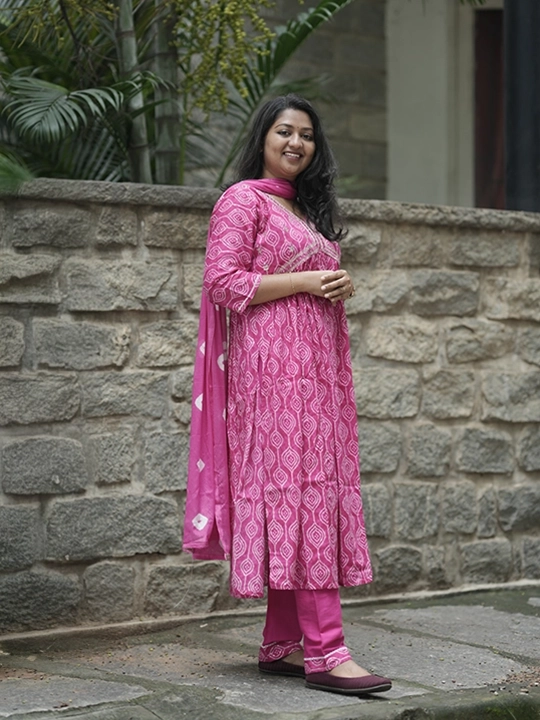 pink churidar set