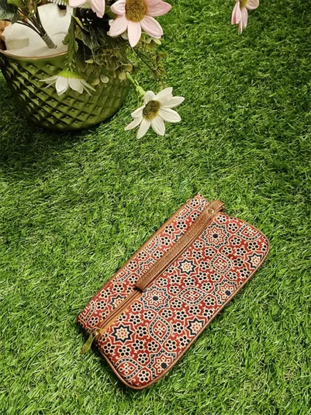red blue silk pouch black