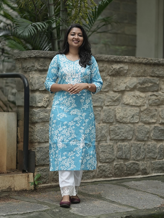 sky blue floral co-ord set
