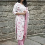 white floral print churidar