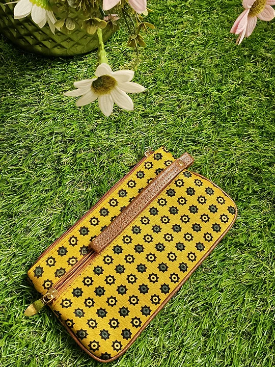 yellow ajrakh pouch back