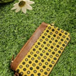 yellow ajrakh fabric pouch