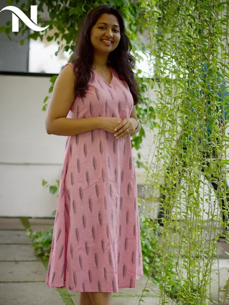 Ikat Pastel Pink A-Line Kurti
