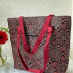 black blue circles handmade tote bag