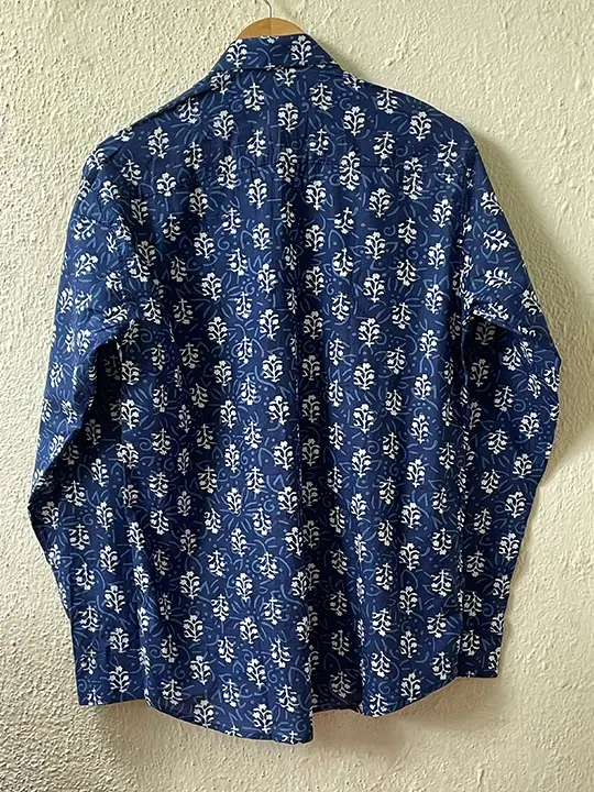 blue printed shirt