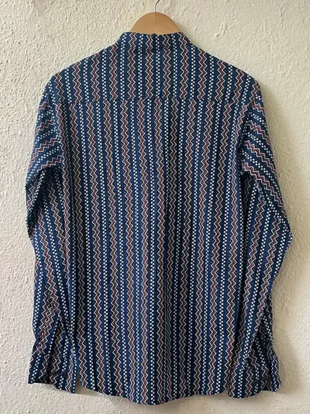 blue zig zag cotton kurta