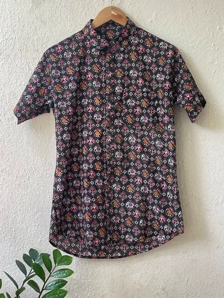 elephant printed half sleeve shirt