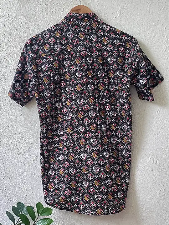 elephant printed half sleeve shirt back