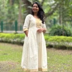 golden stripe handloom frock