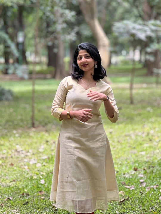golden tissue handloom a line kurti