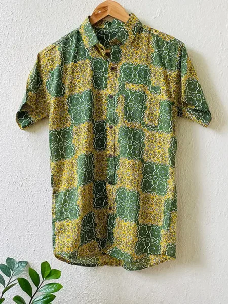 green yellow lotus shirt