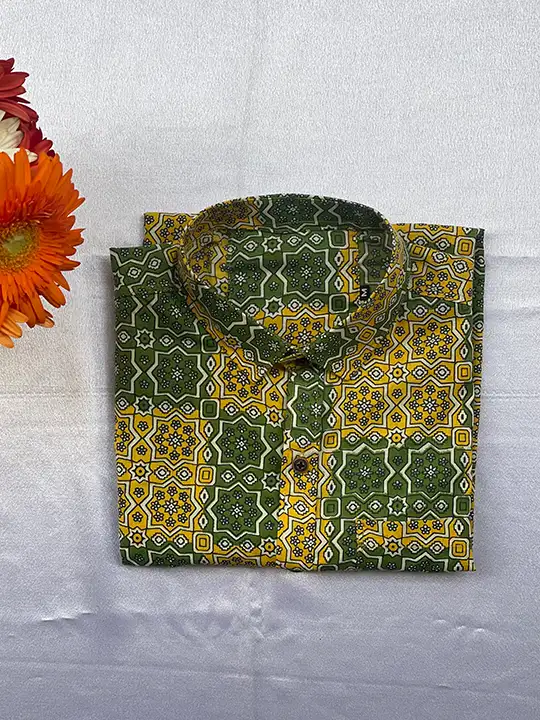 green yellow lotus shirt folded