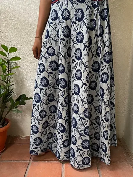 indigo garden cotton skirt