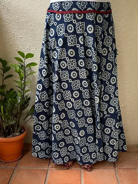 indigo long skirt