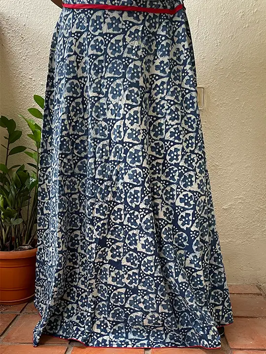 indigo mosaic skirt