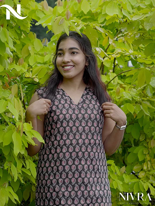 paisley black kurti