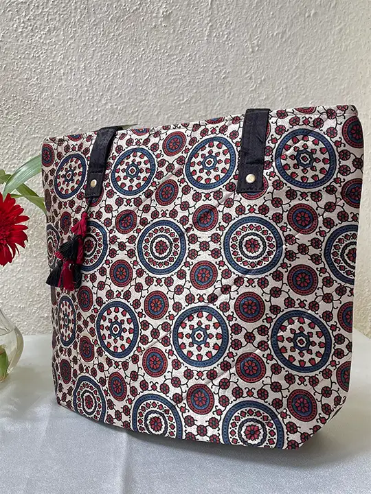 white blue tote bag